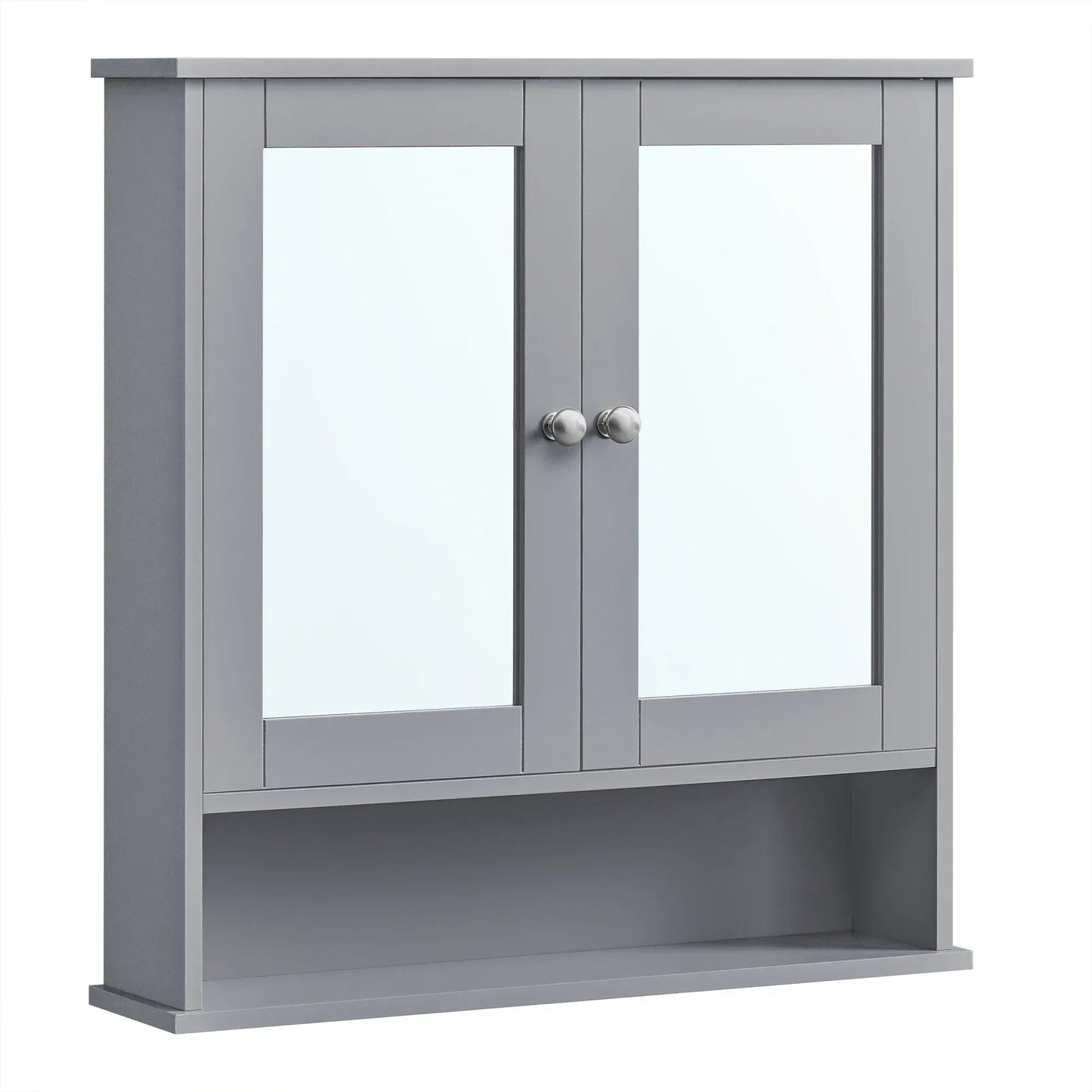 Armoire de Salle de Bain avec Miroir | Blanc, Gris