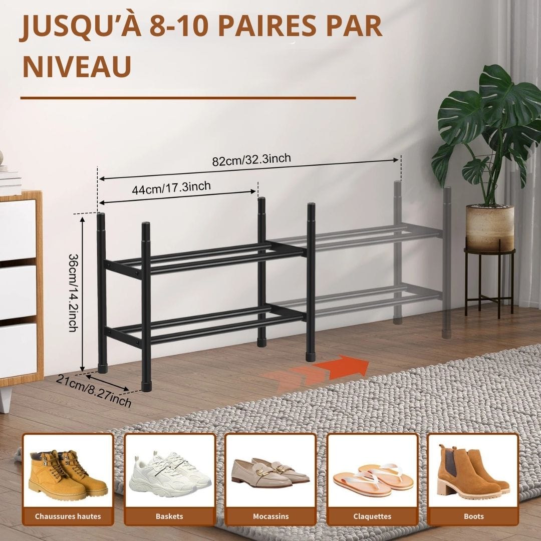 Etagère à chaussure en Métal Rétractable