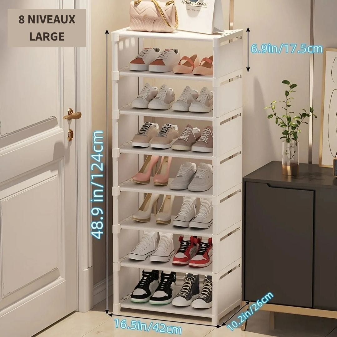 Etagère Chaussure Blanc | Métal et Tissus