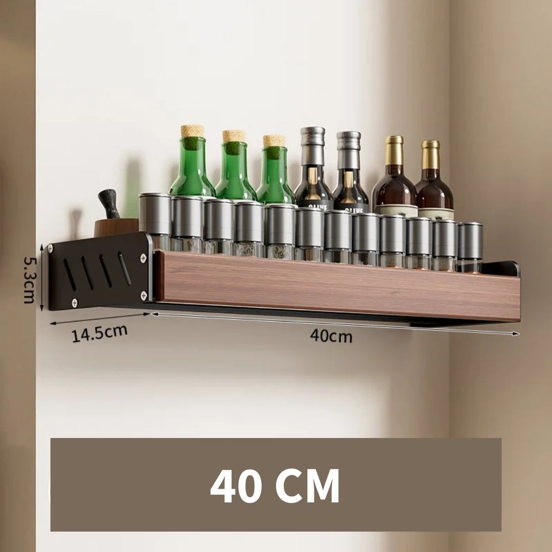 Etagère Murale Cuisine Bois et Métal Porte Epice