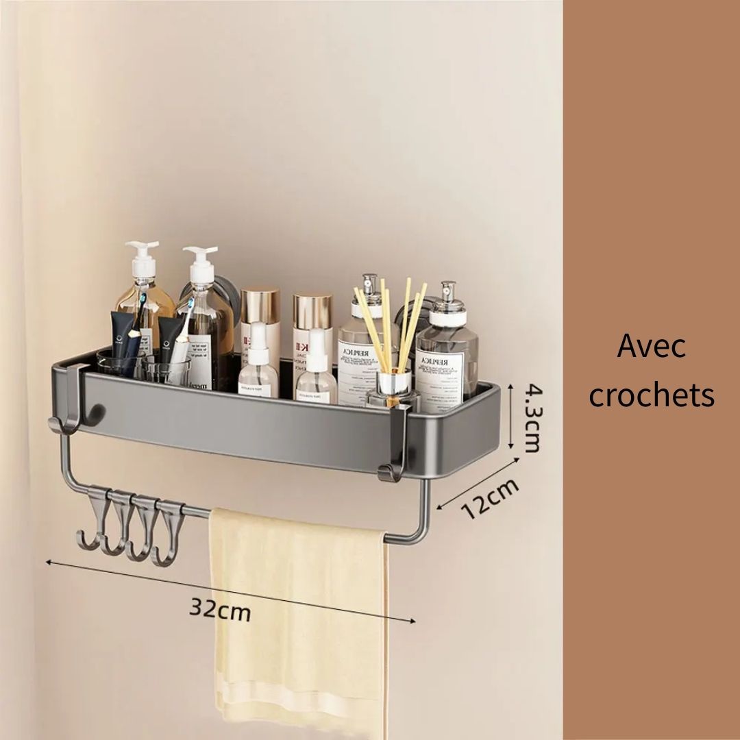 Etagère Aluminium de Salle de Bain sans Perçage
