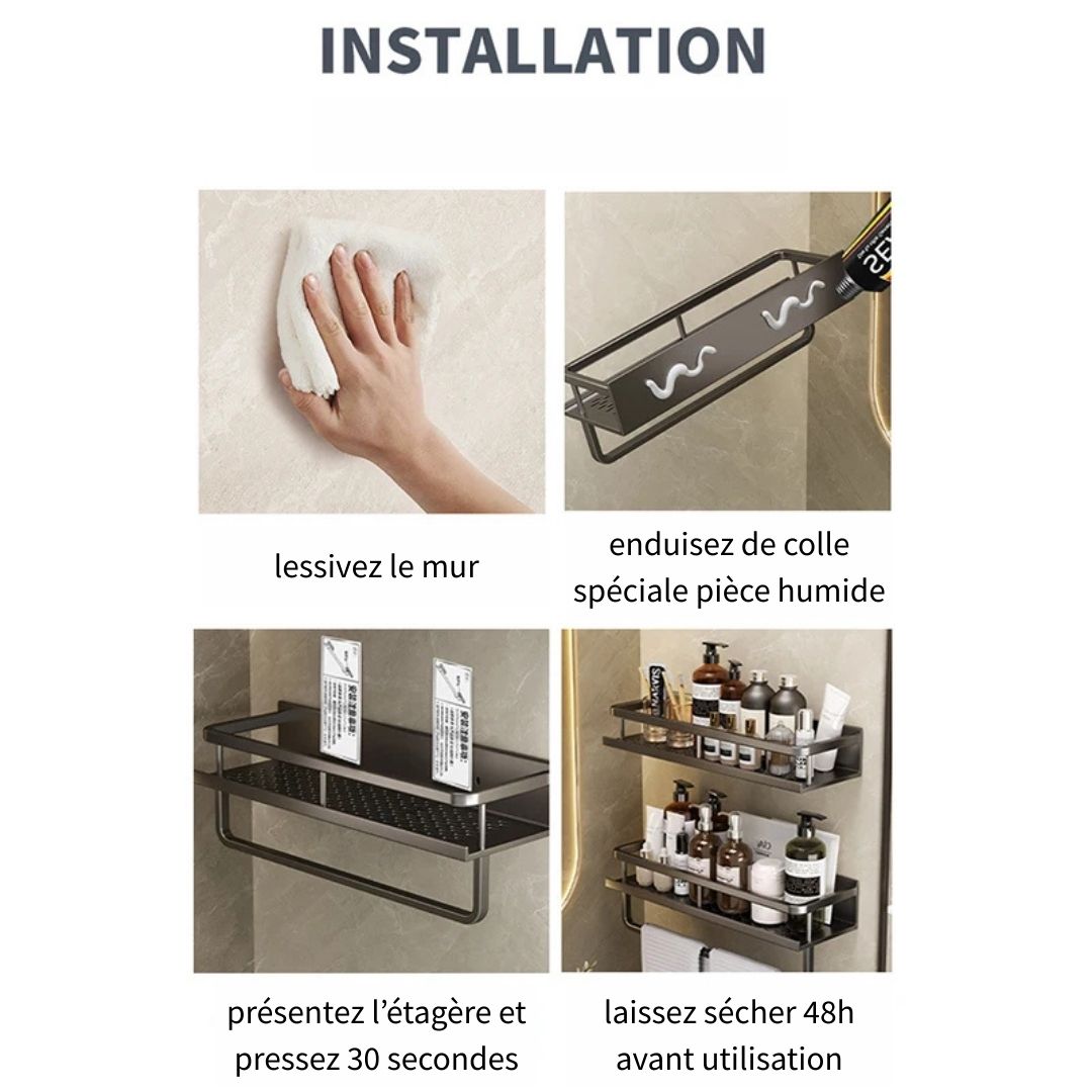Etagère Murale Salle de Bain sans Percer