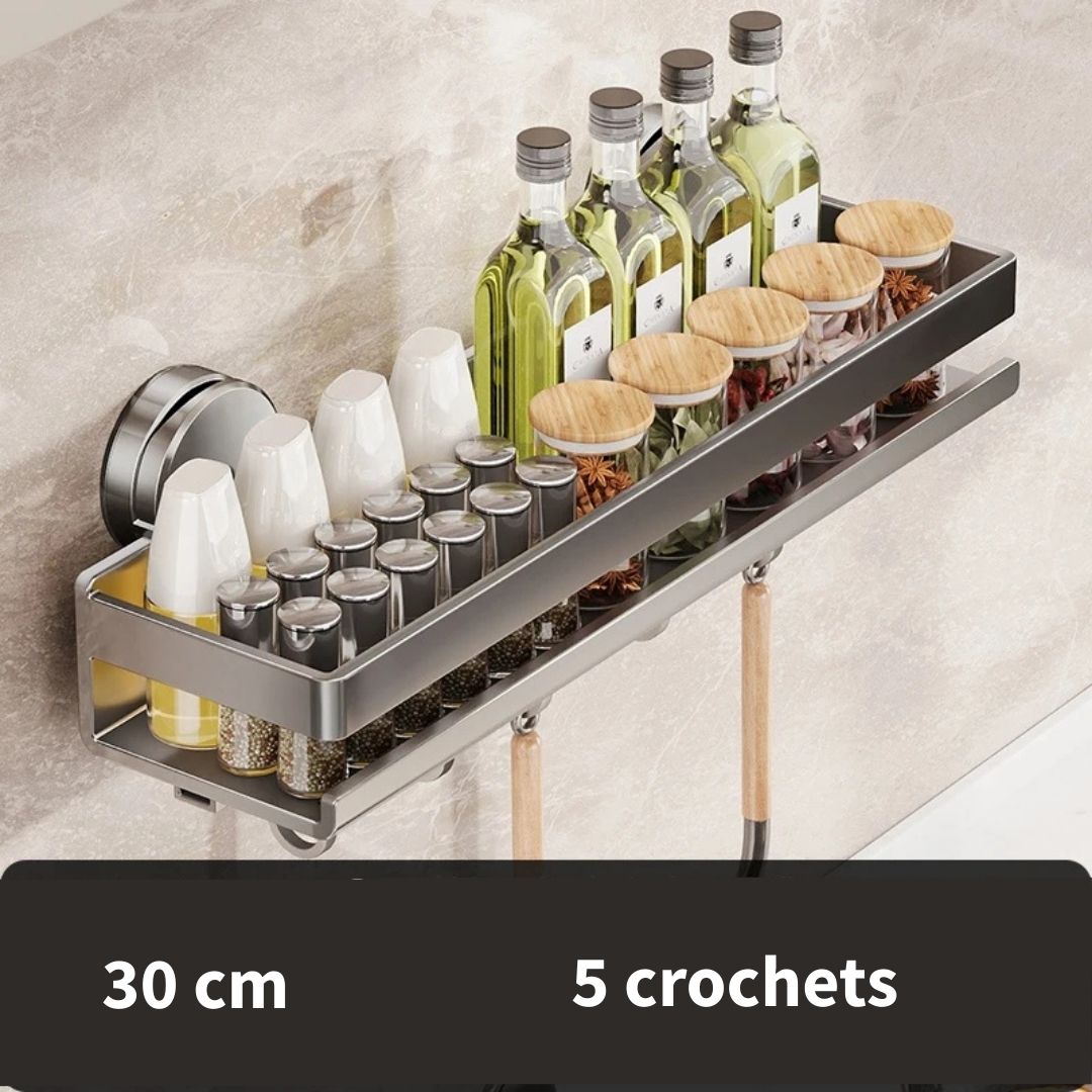 Etagère Murale Métal Cuisine avec Crochets
