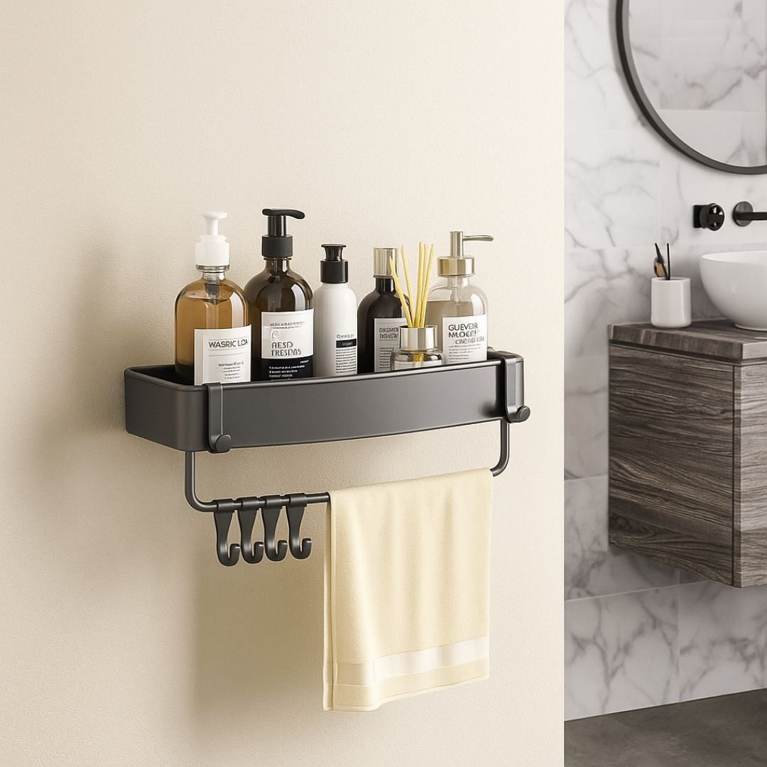 Etagère Aluminium de Salle de Bain sans Perçage