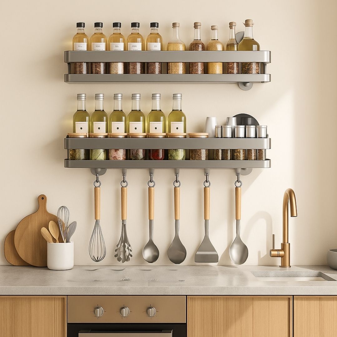 Etagère Murale Métal Cuisine avec Crochets