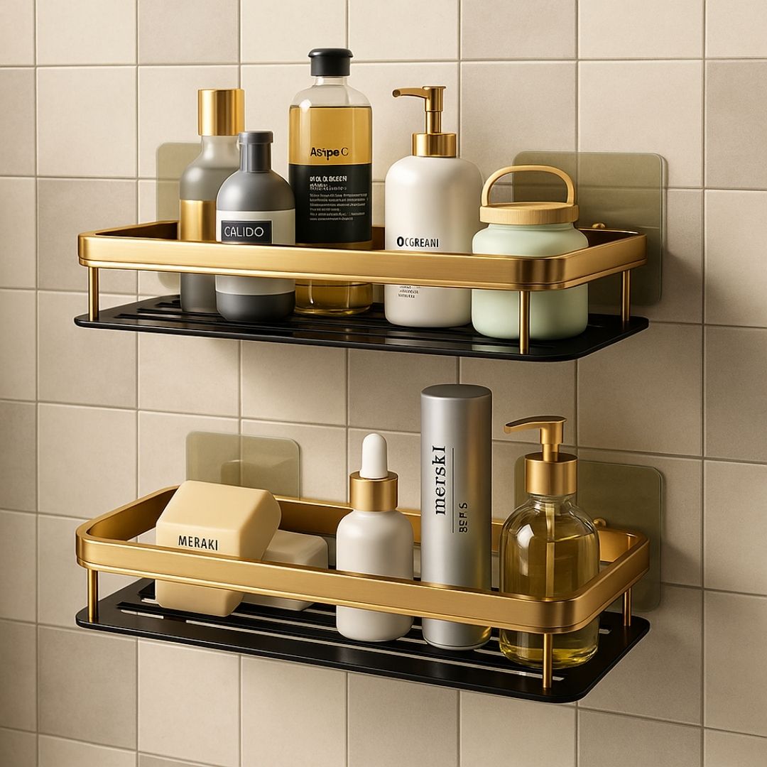 Etagère Murale Métal Noir et Doré