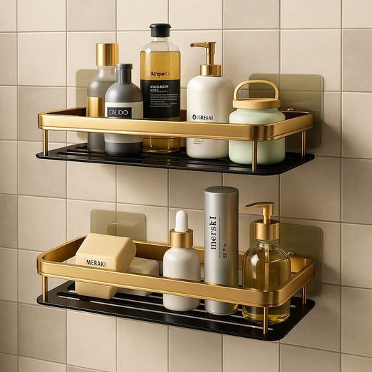 Etagère Murale Métal Noir et Doré