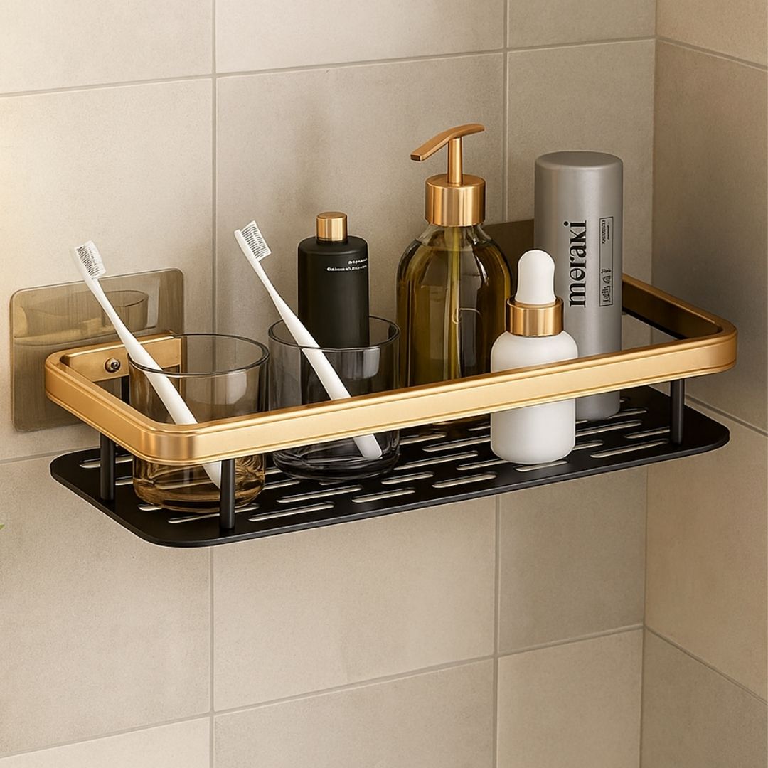 Etagère Murale Métal Noir et Doré