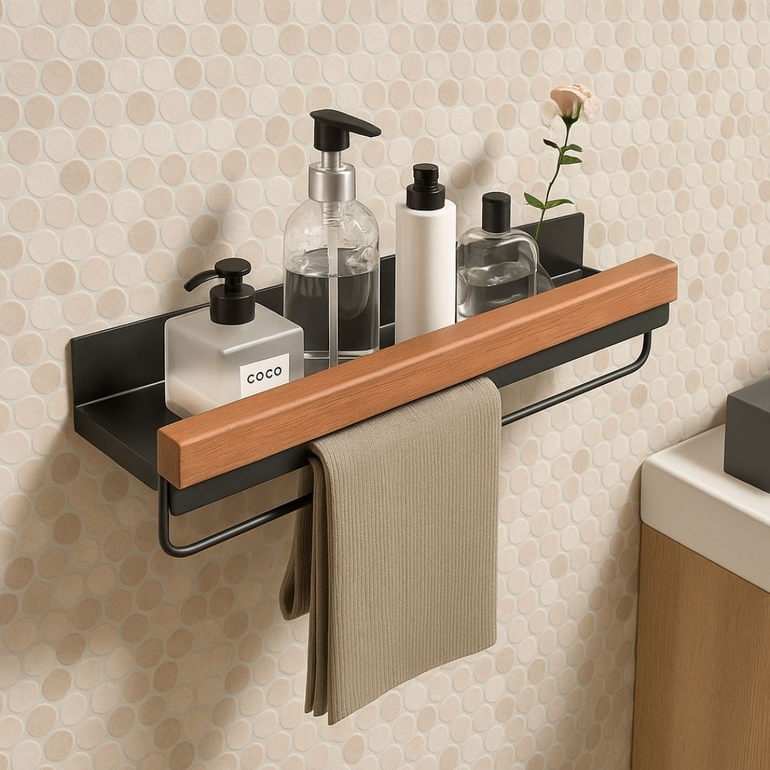 Etagere Murale Noire Alu et Bois