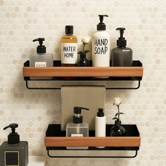 Etagere Murale Noire Alu et Bois