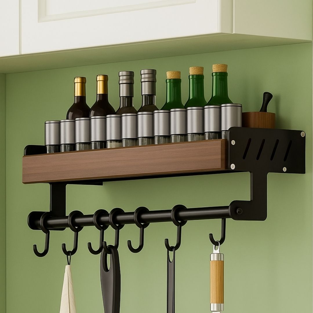 Etagère à Epice Murale avec Barre de Suspension