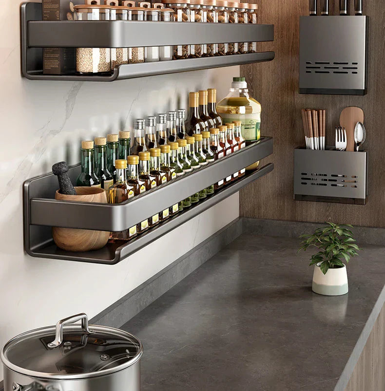 Etagère Murale Cuisine Métal pour Bocaux et Bouteilles