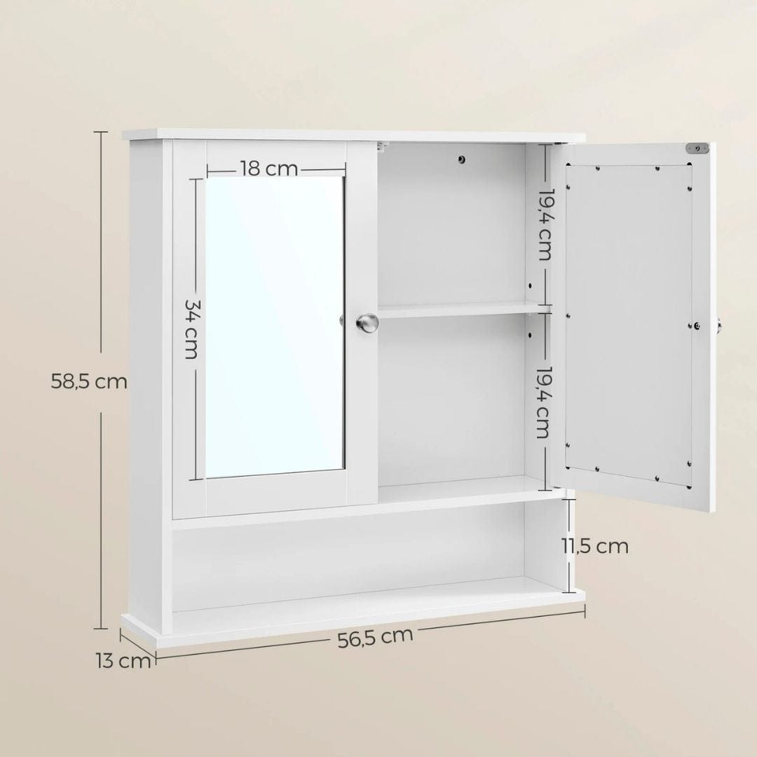 Armoire de Salle de Bain avec Miroir | Blanc, Gris