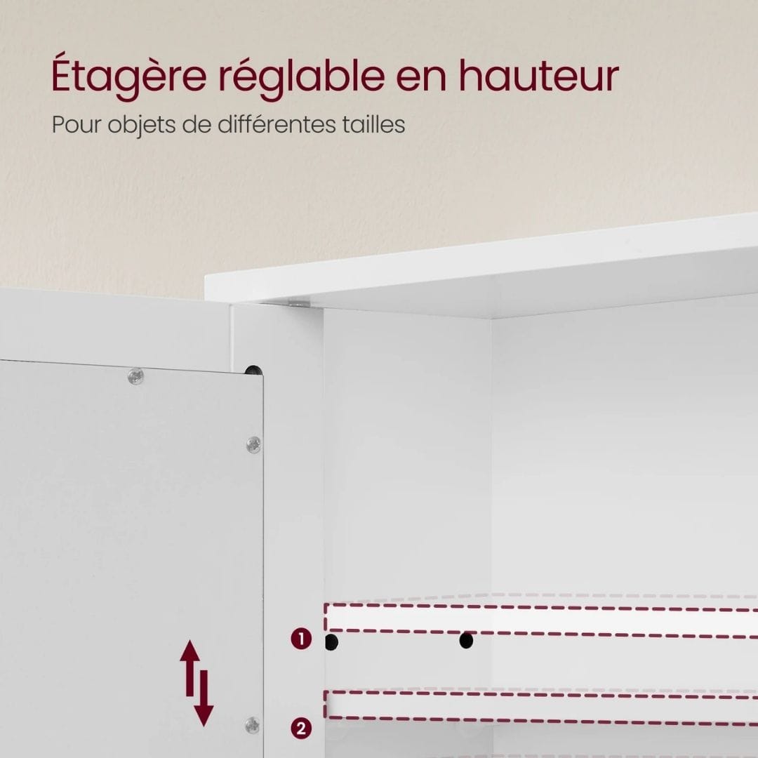 Armoire de Salle de Bain avec Miroir | Blanc, Gris