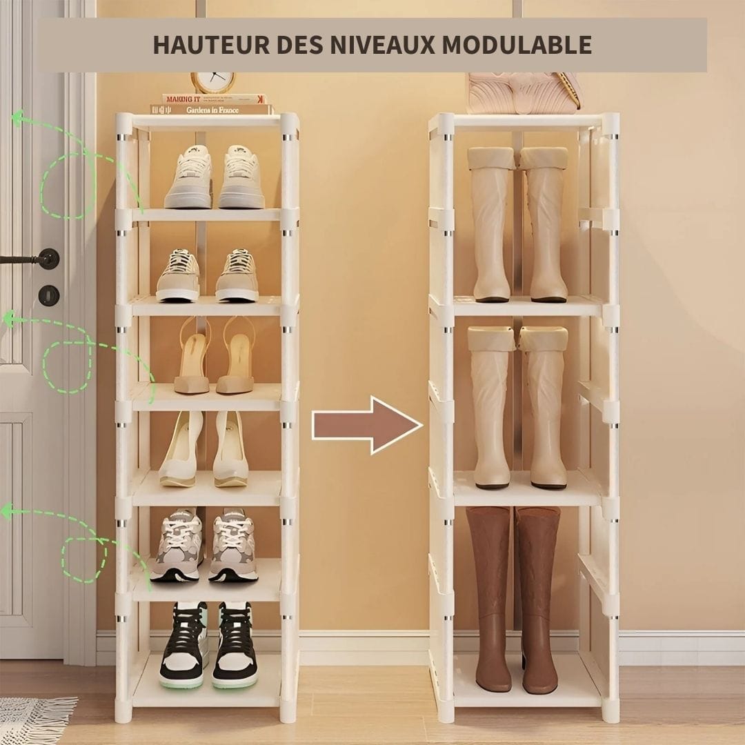Etagère Chaussure Blanc | Métal et Tissus