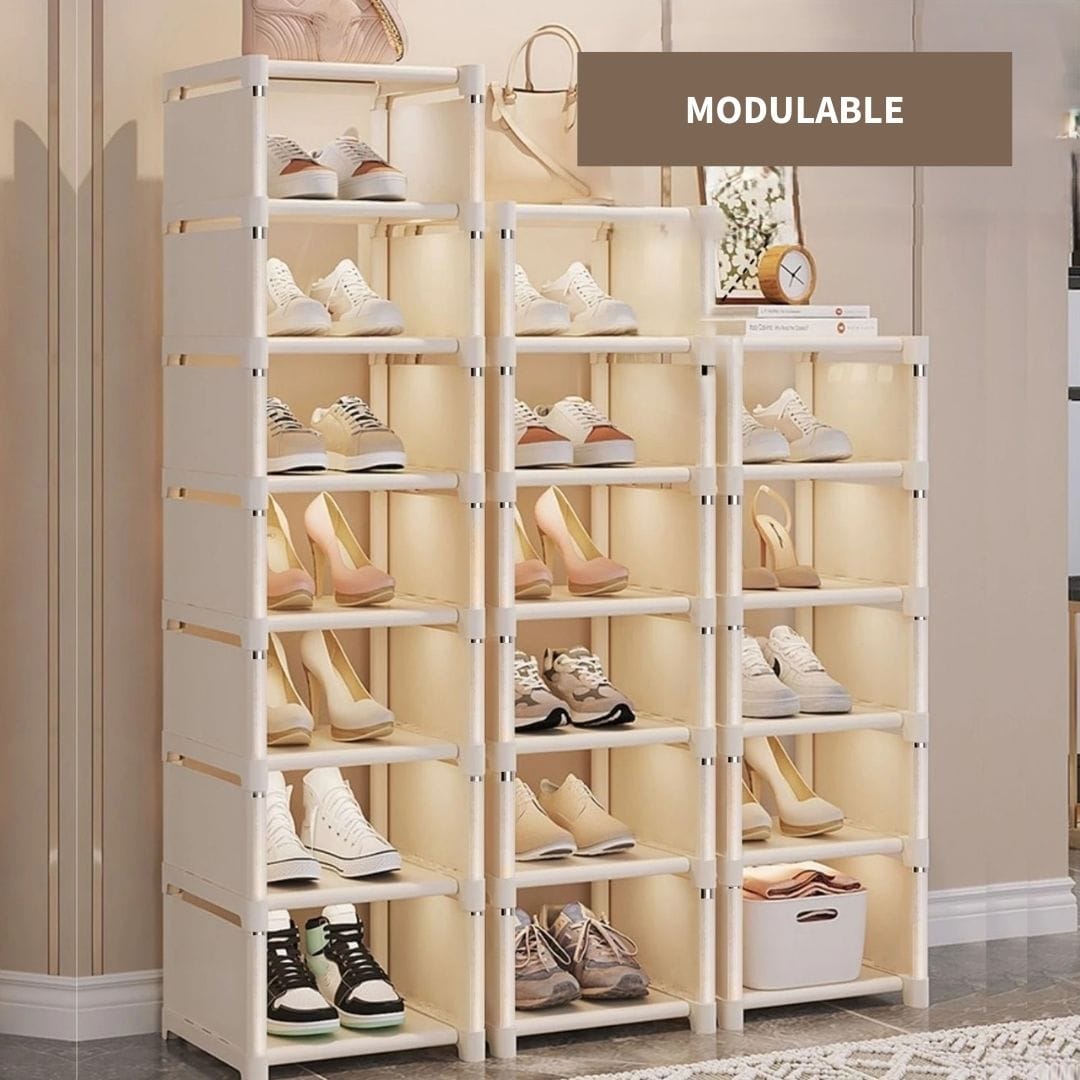 Etagère Chaussure Blanc | Métal et Tissus