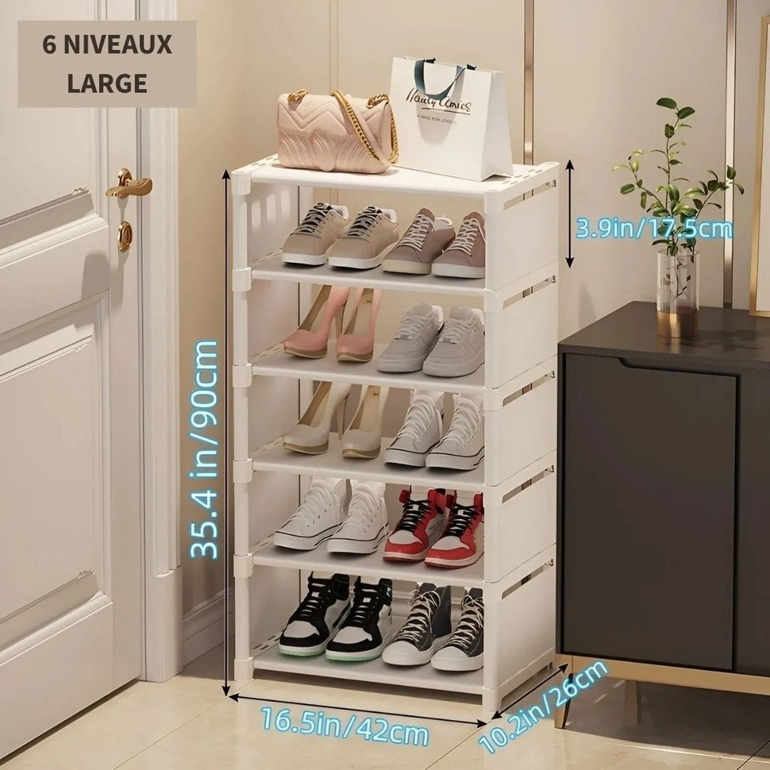 Etagère Chaussure Blanc | Métal et Tissus