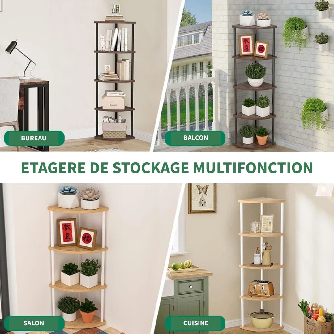 Etagère d'Angle en Bois Clair