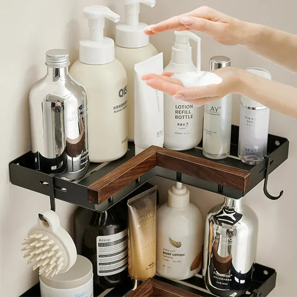 Etagère de Douche Aluminium et Bois