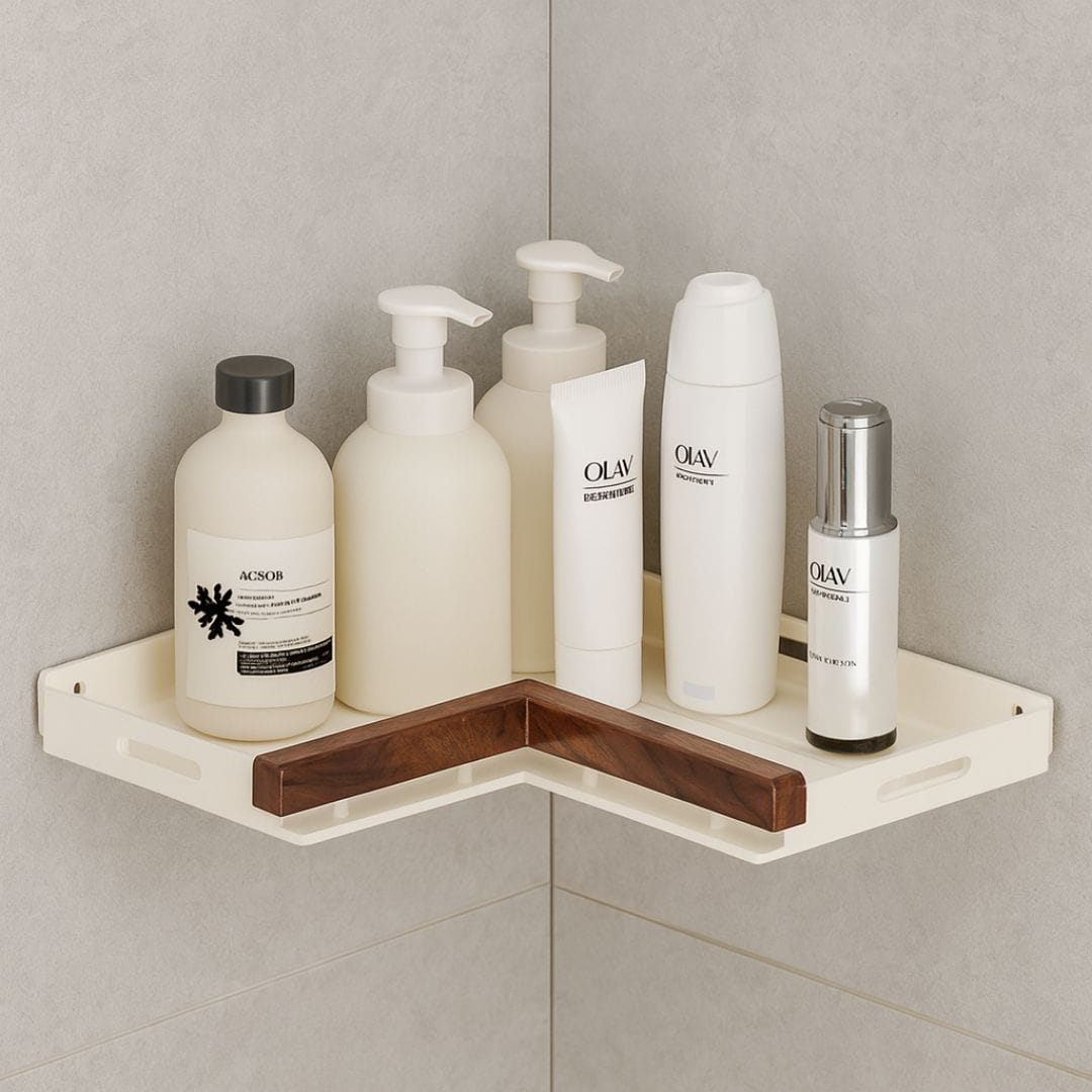 Etagère de Douche Aluminium et Bois