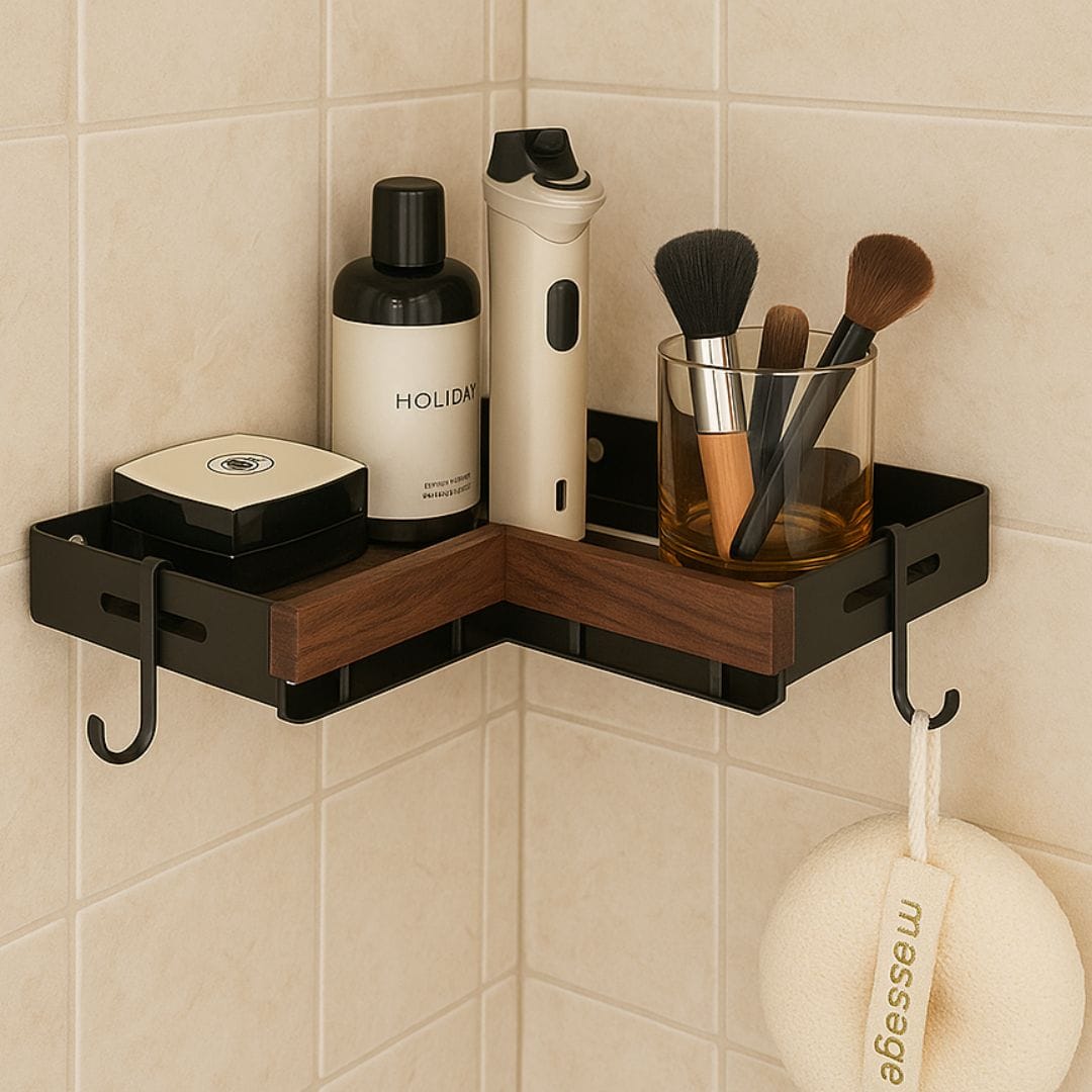 Etagère de Douche Aluminium et Bois