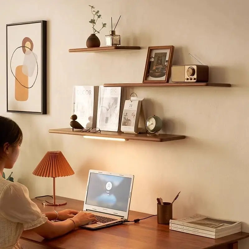 Etagère Murale Bois Massif en Noyer