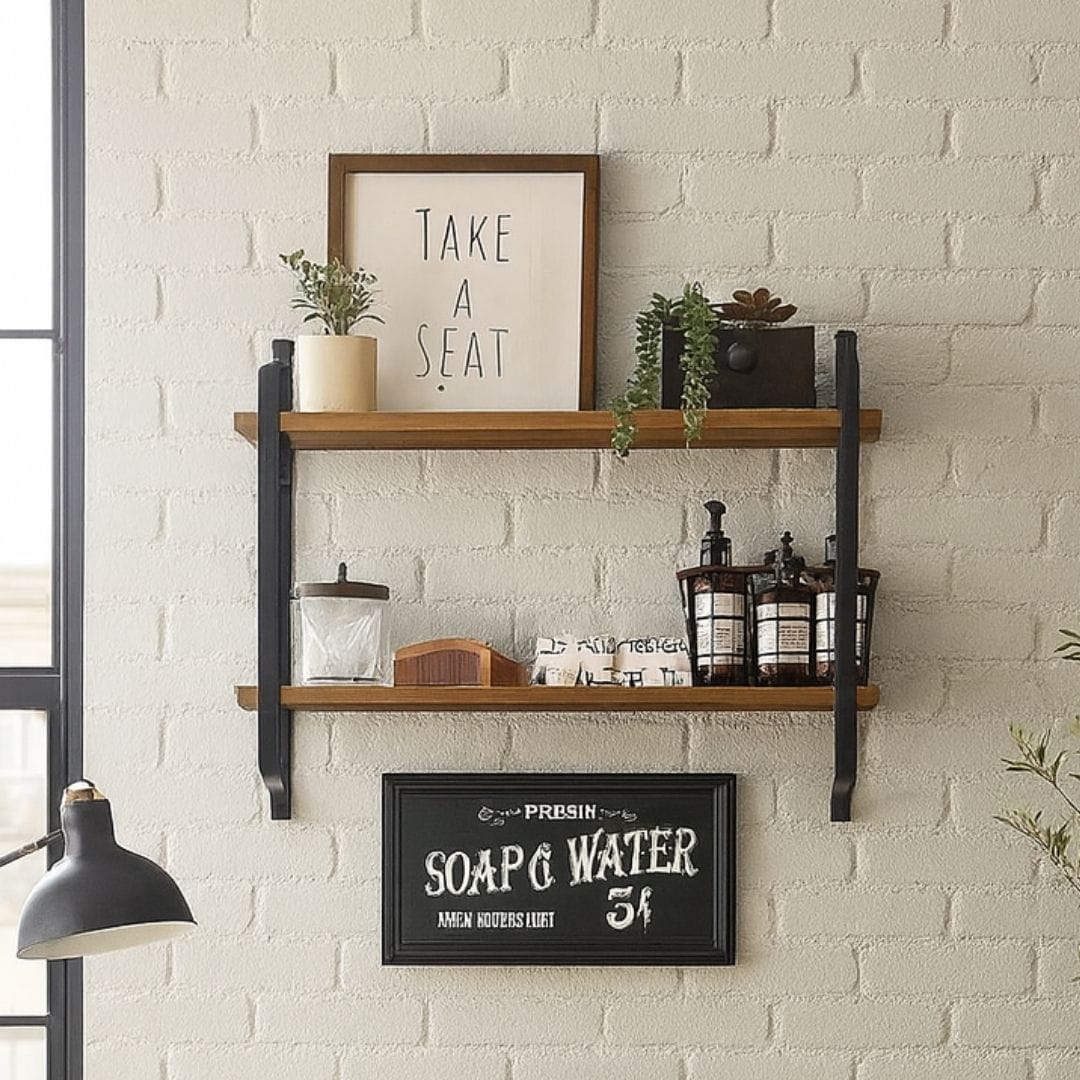 Etagère murale bois métal industriel