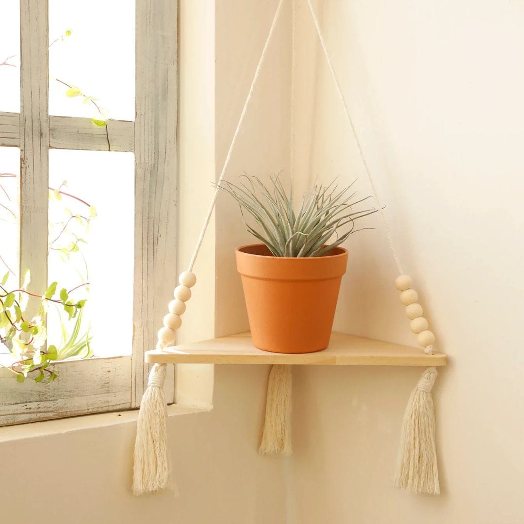 Etagère Murale Bois Suspendue | Macramé