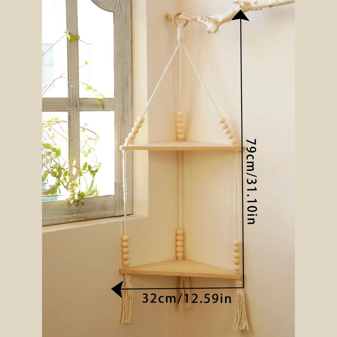 Etagère Murale Bois Suspendue | Macramé