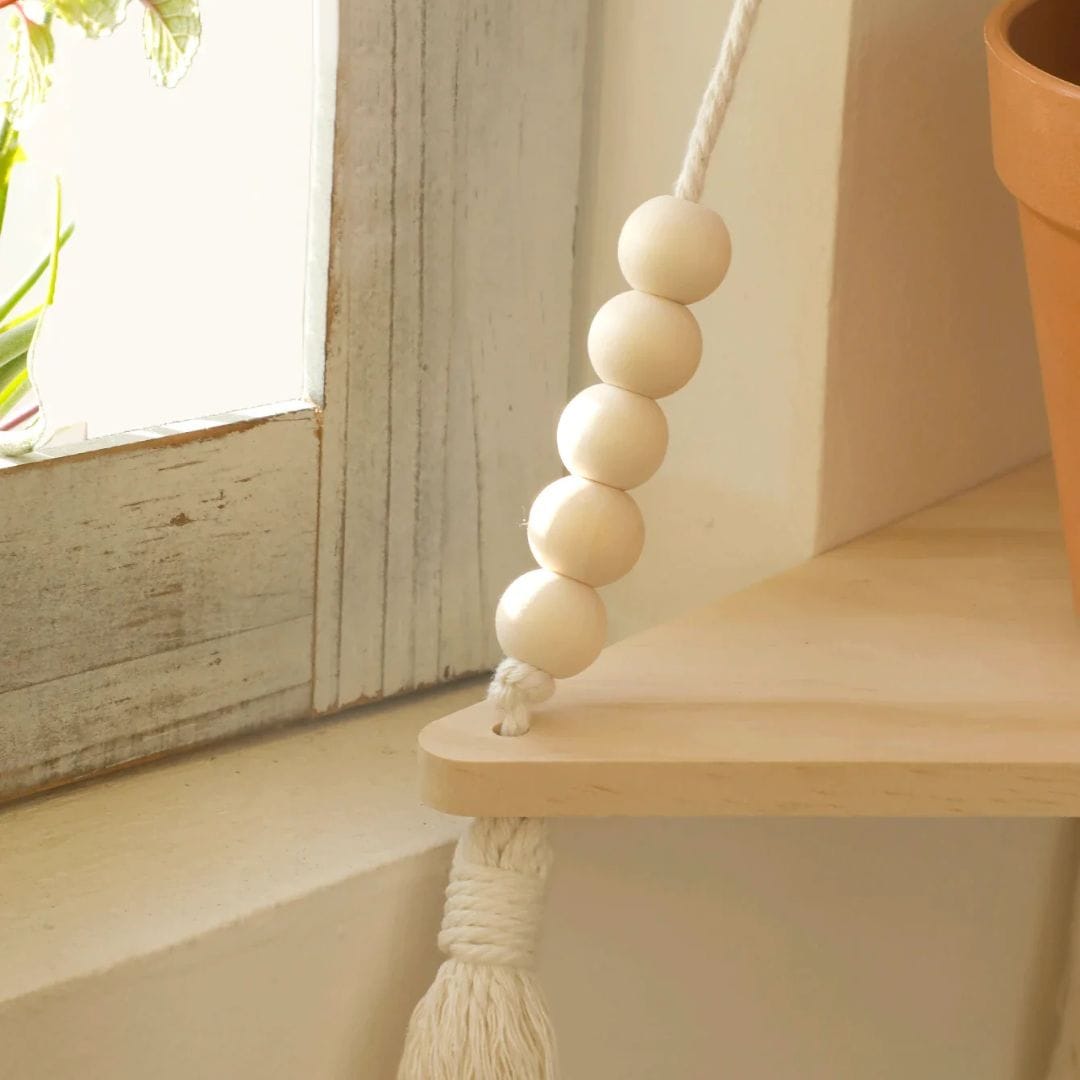 Etagère Murale Bois Suspendue | Macramé