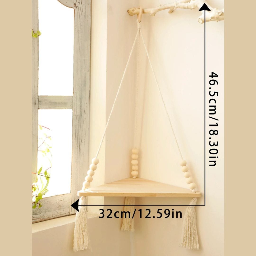 Etagère Murale Bois Suspendue | Macramé