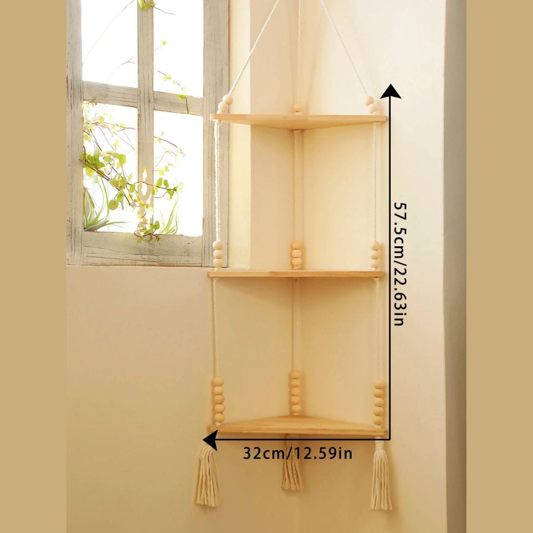 Etagère Murale Bois Suspendue | Macramé