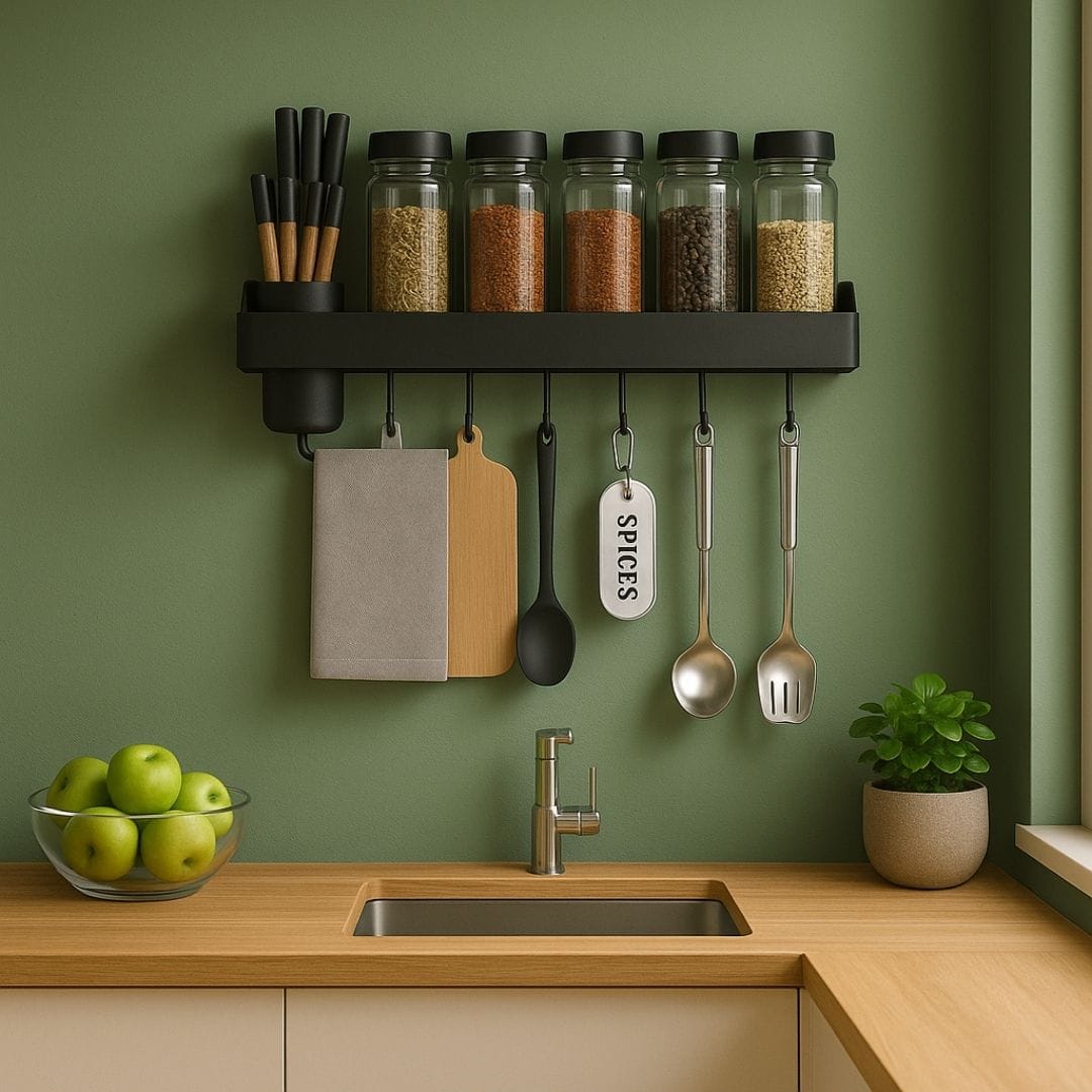 Etagère Murale Cuisine Noire en Aluminium