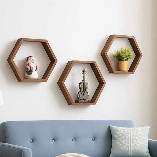 Etagère Murale Décorative en Bois Octogonal