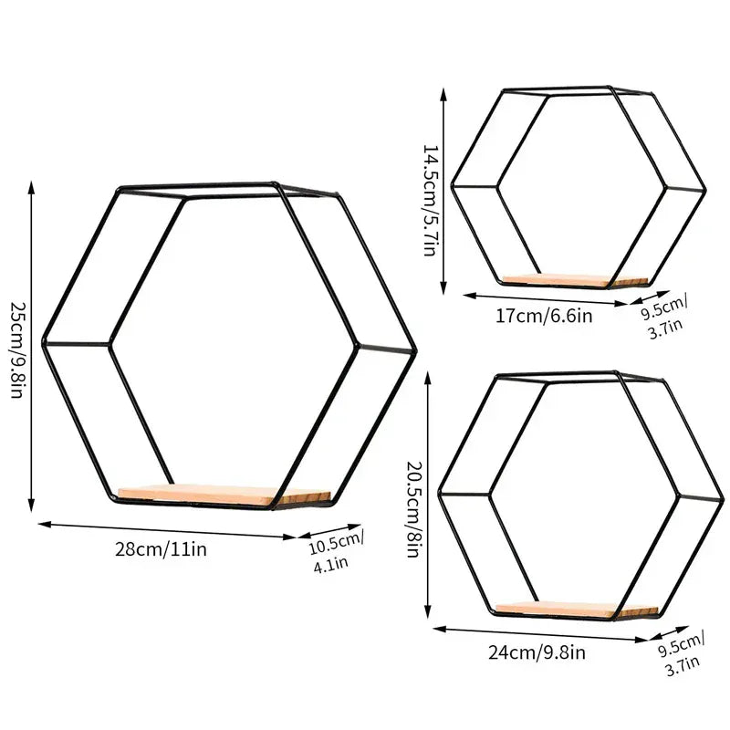 Etagère Murale Hexagonale | Lot de 3