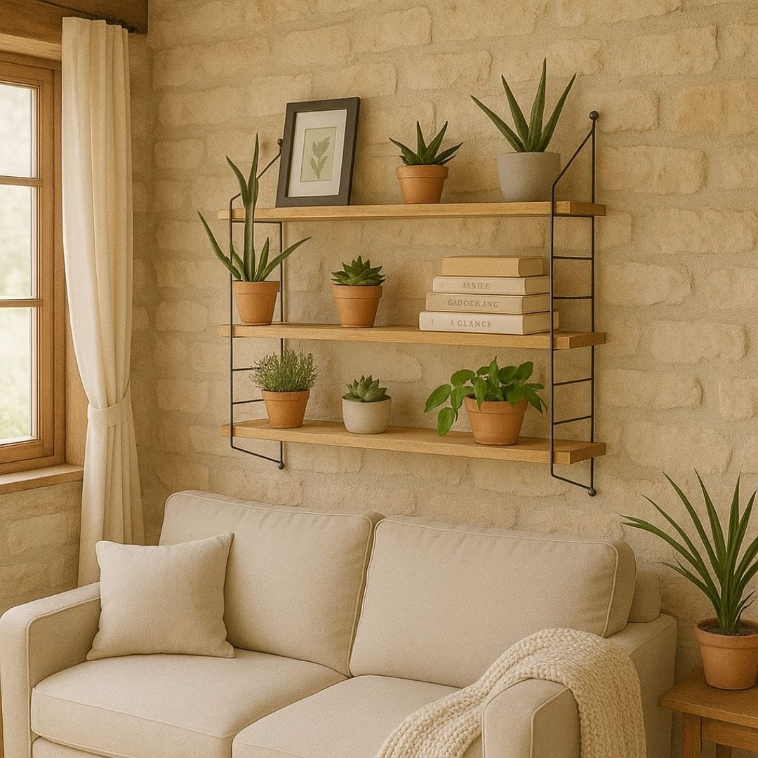 Etagère murale métal industriel et bois
