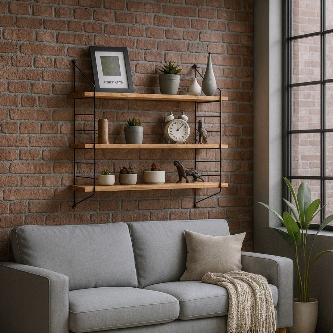 Etagère murale métal industriel et bois