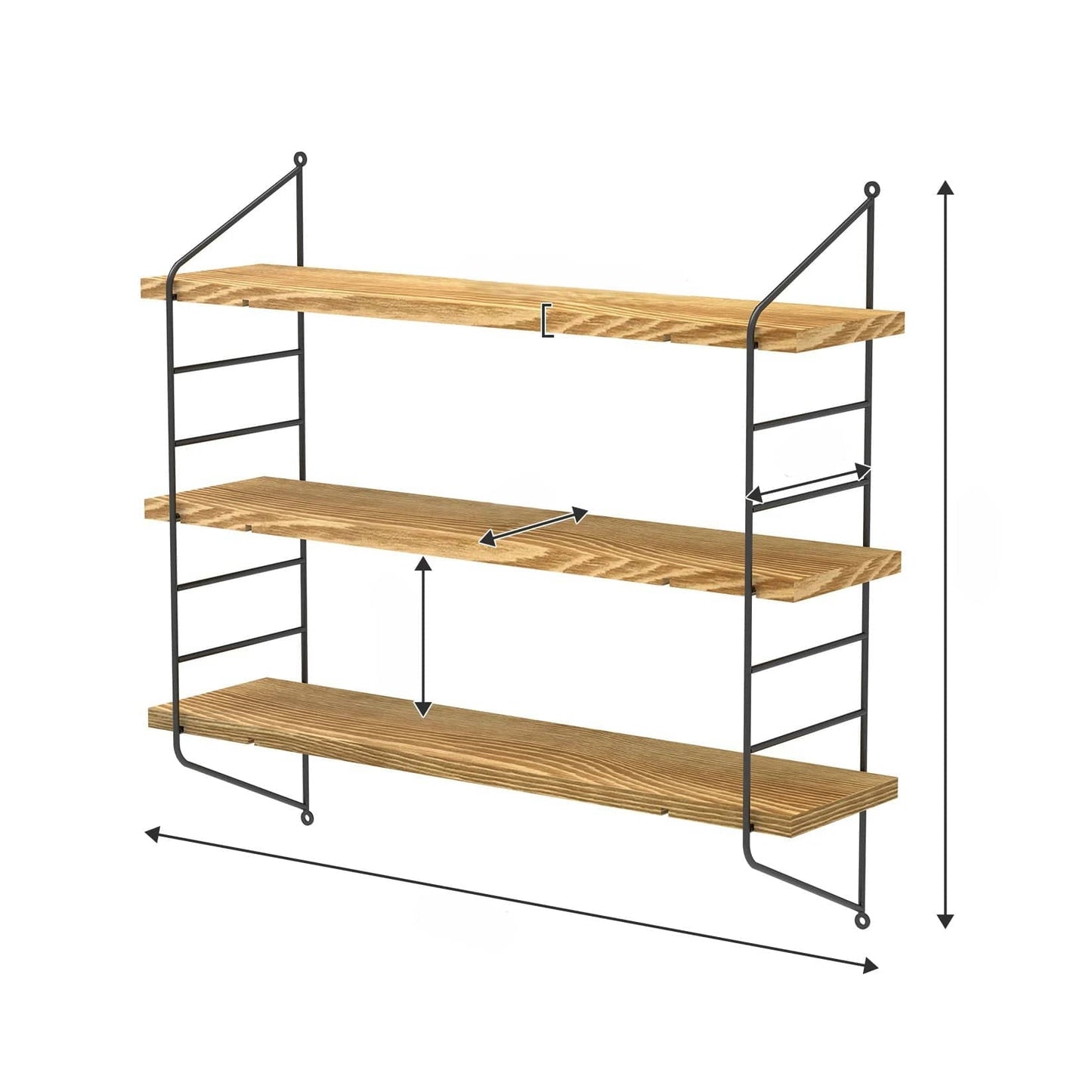 Etagère murale métal industriel et bois