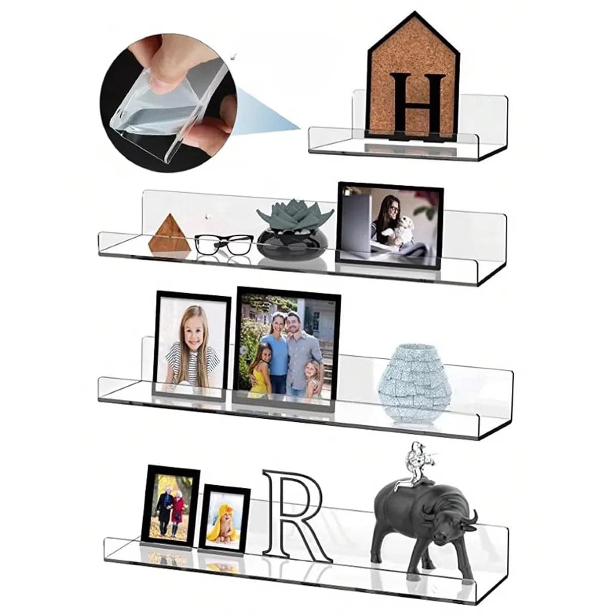 Etagère Murale Transparente sans perçage (Lot de 2)