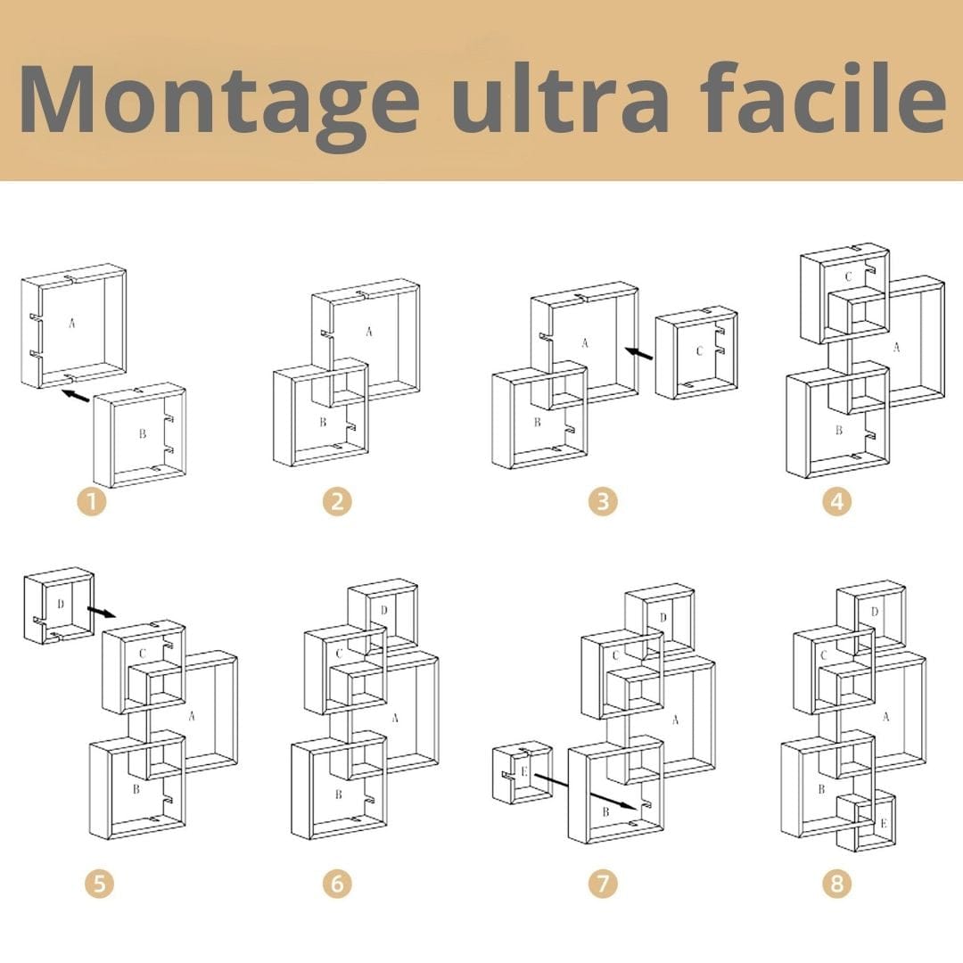 Etagère Niche Murale à 5 cubes