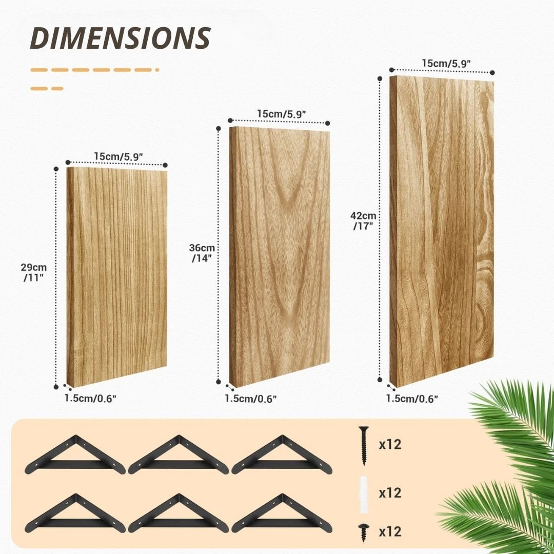 Lot de 3 Etagères murales Bois Métal