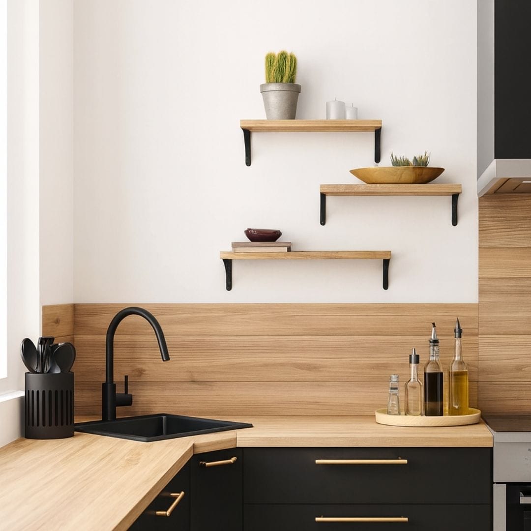 Lot de 3 Etagères murales Bois Métal