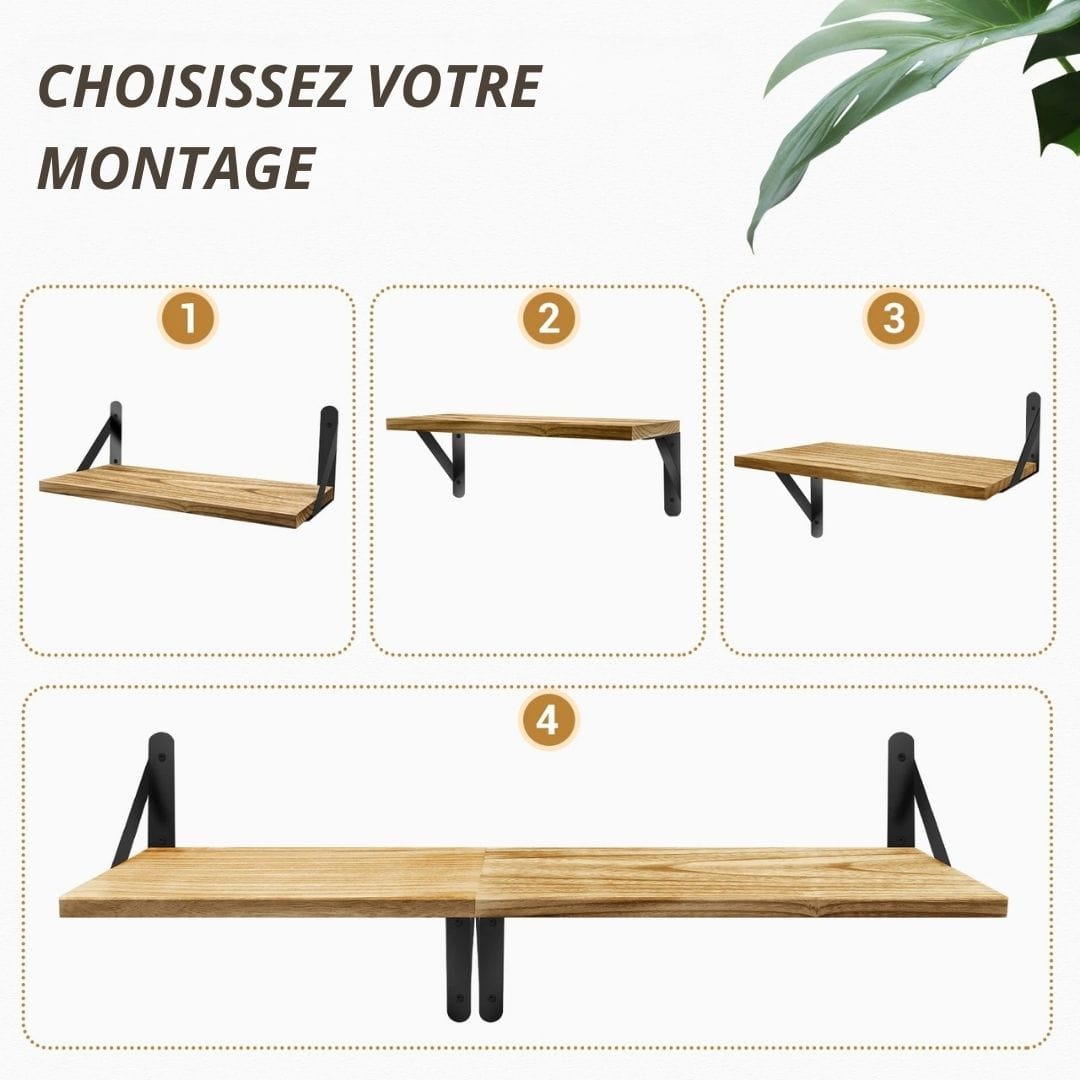 Lot de 3 Etagères murales Bois Métal