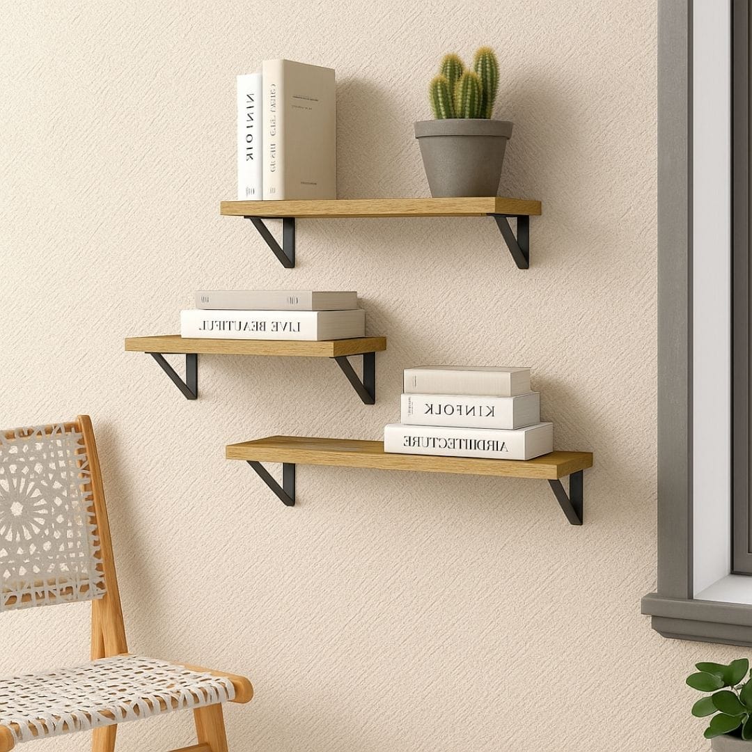 Lot de 3 Etagères murales Bois Métal