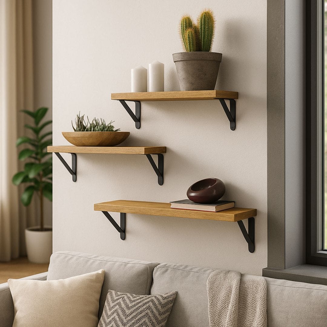Lot de 3 Etagères murales Bois Métal