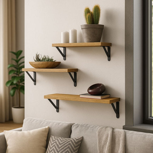 Lot de 3 Etagères murales Bois Métal
