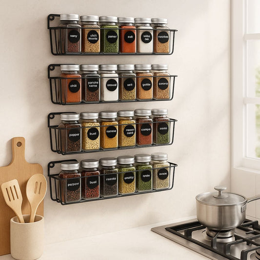 Lot de 4 Etagères à Epice en Inox Noir